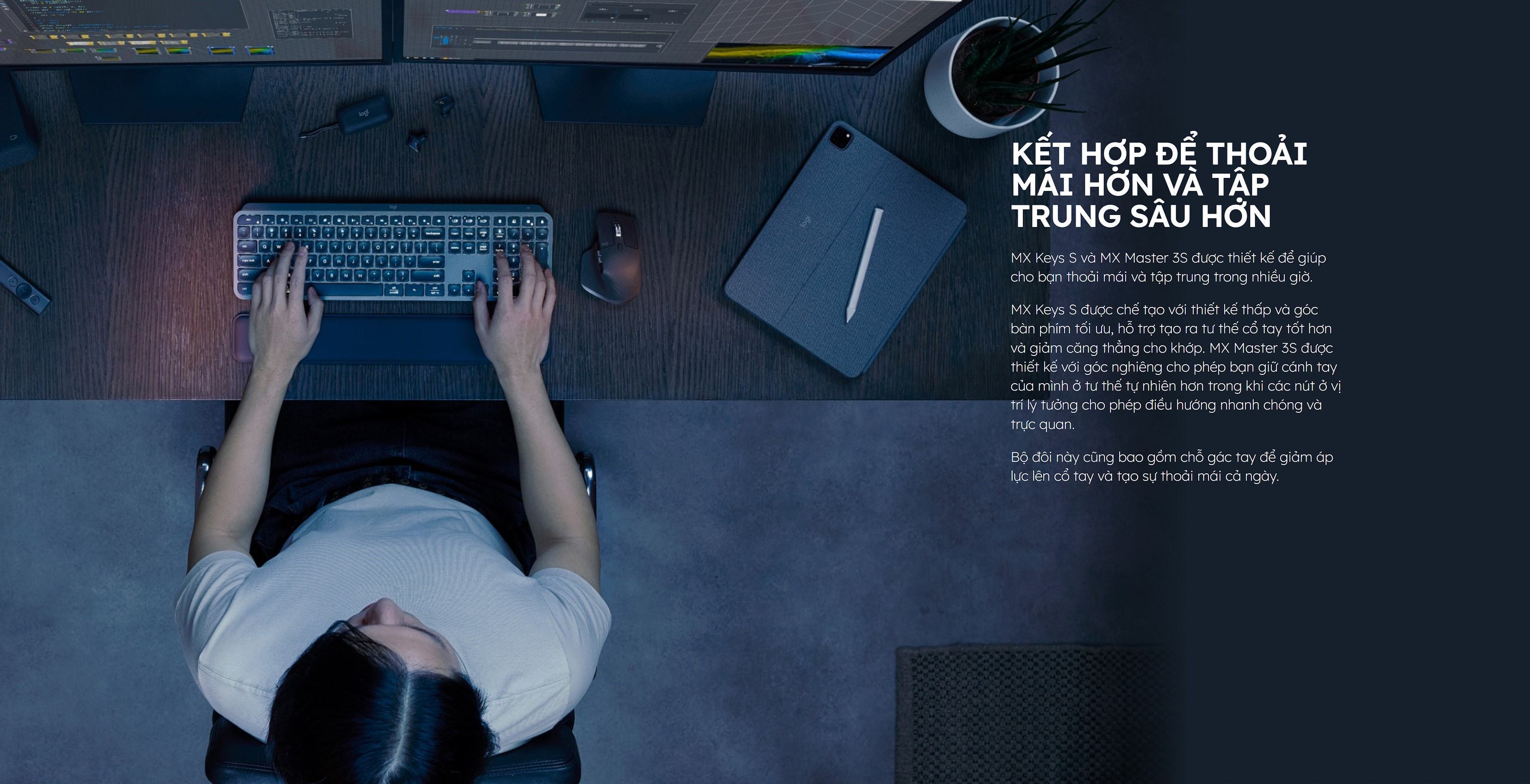 Combo Bàn Phím và Chuột không dây Logitech MX Keys S Graphite 920-011605