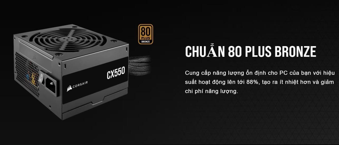 Nguồn máy tính Corsair CX650 (80 Plus Bronze/ Màu Đen)