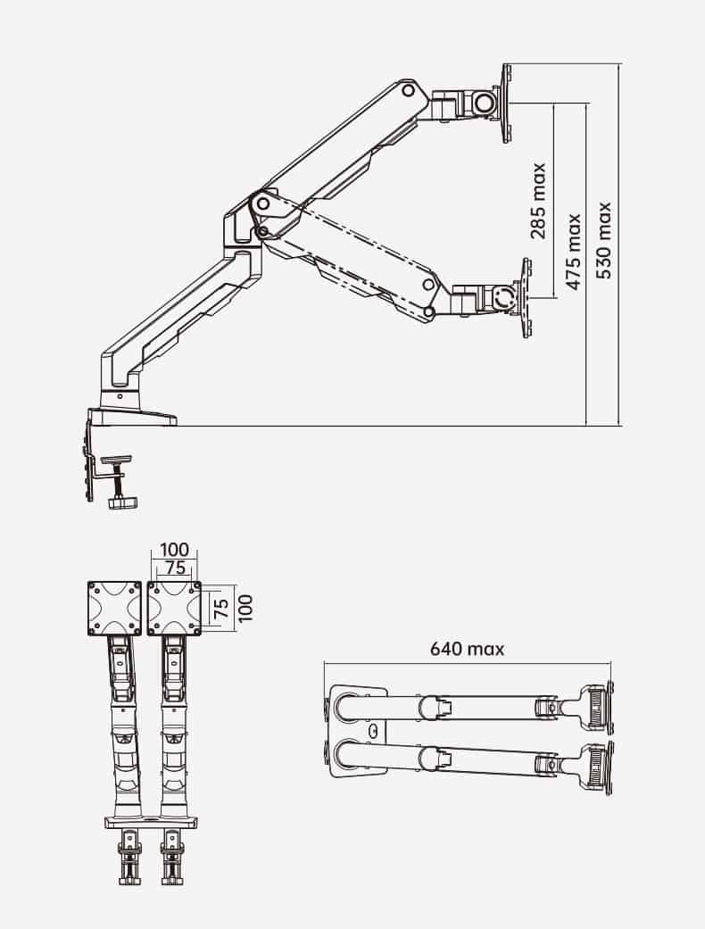 gia treo 2 man hinh may tinh north bayou g55 4
