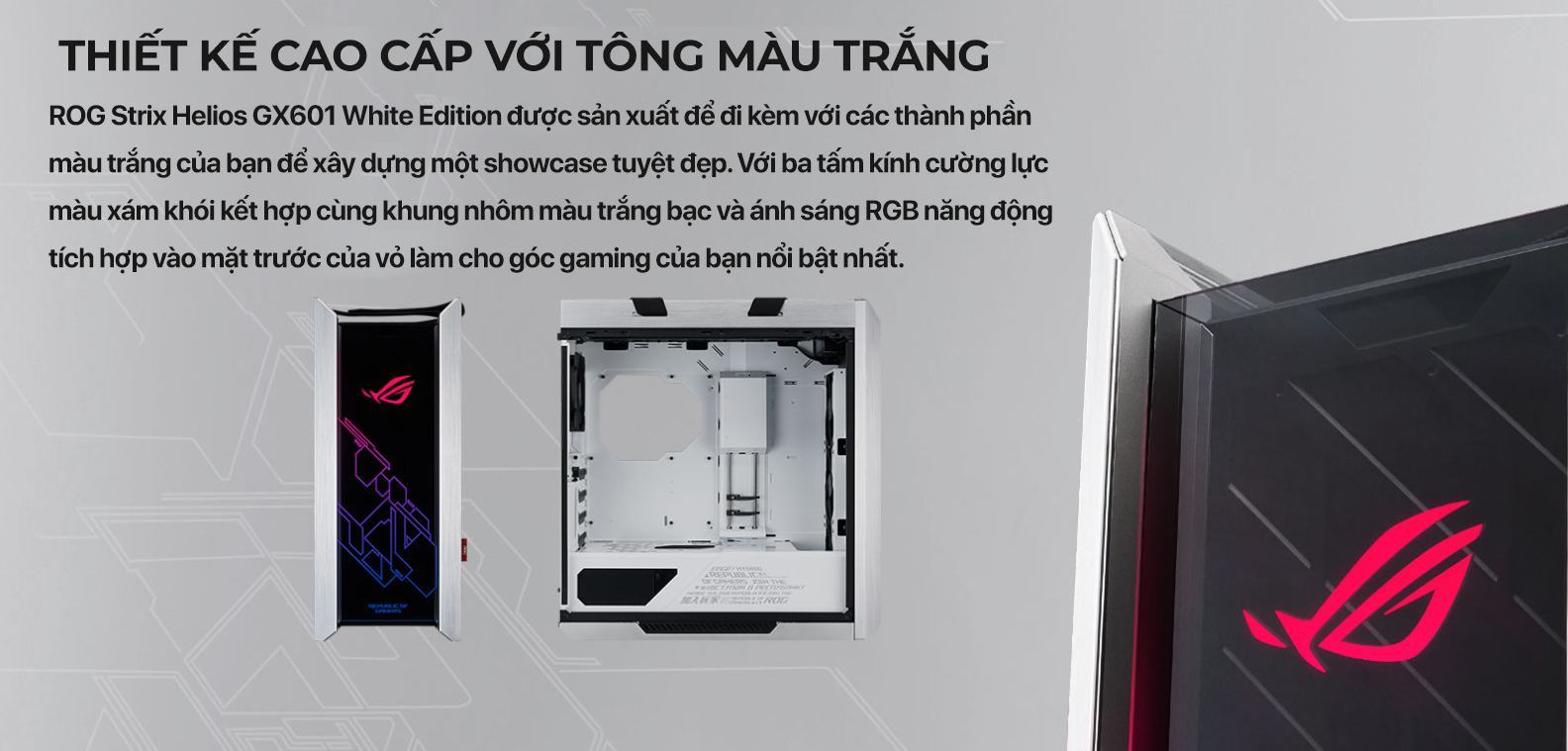 Vỏ case ASUS ROG Strix Helios GX601 White Edition (Mid Tower/Màu Trắng)