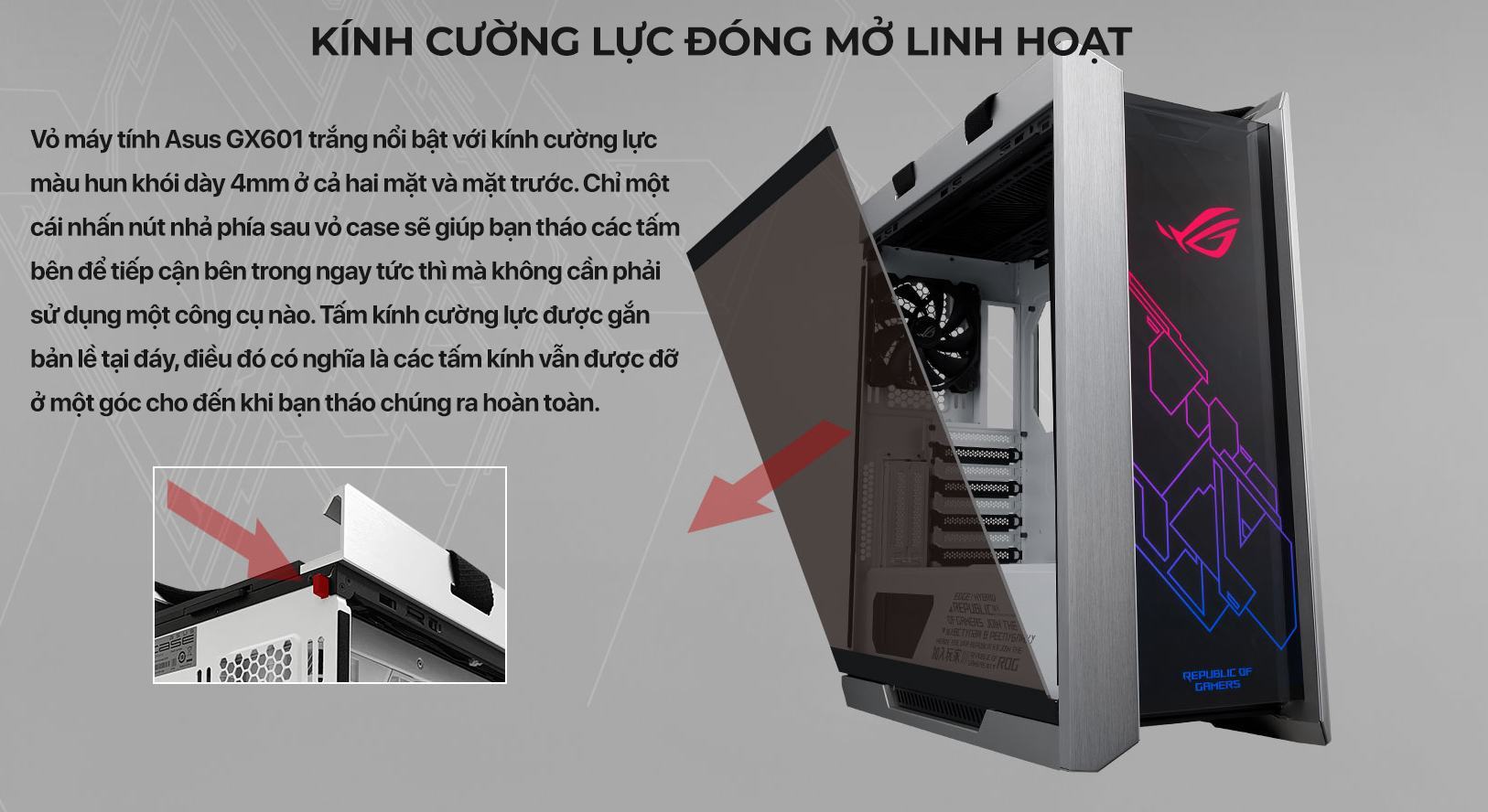 Vỏ case ASUS ROG Strix Helios GX601 White Edition (Mid Tower/Màu Trắng)