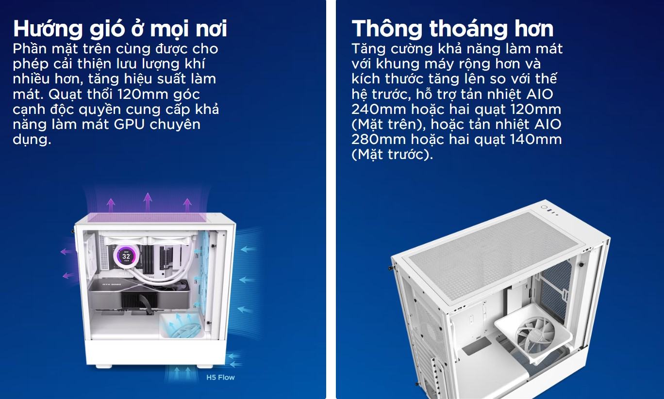 h5-flow-mota3 Vỏ máy tính NZXT H5 Flow Black (Mid Tower/Màu Đen)