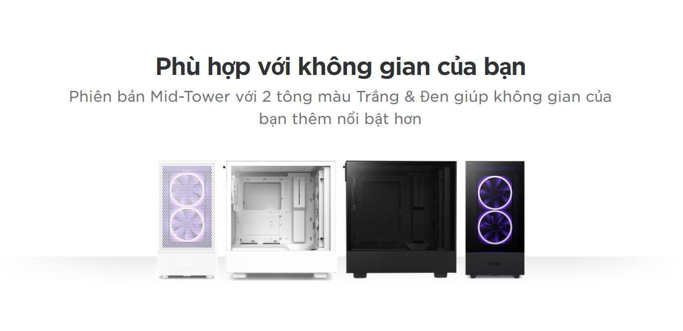 Vỏ máy tính NZXT H5 Flow Black (Mid Tower/Màu Đen)