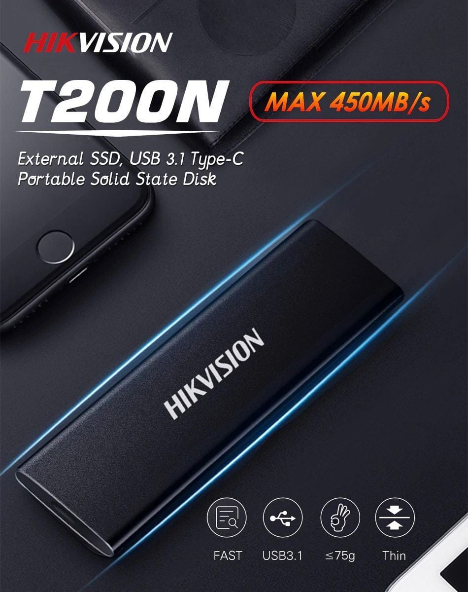 Ổ cứng di động SSD Hikvision HS-ESSD-T200N sở hữu thiết kế bắt mắt, tốc độ đọc ghi nhanh và kích thước vô cùng nhỏ gọn, thời trang.