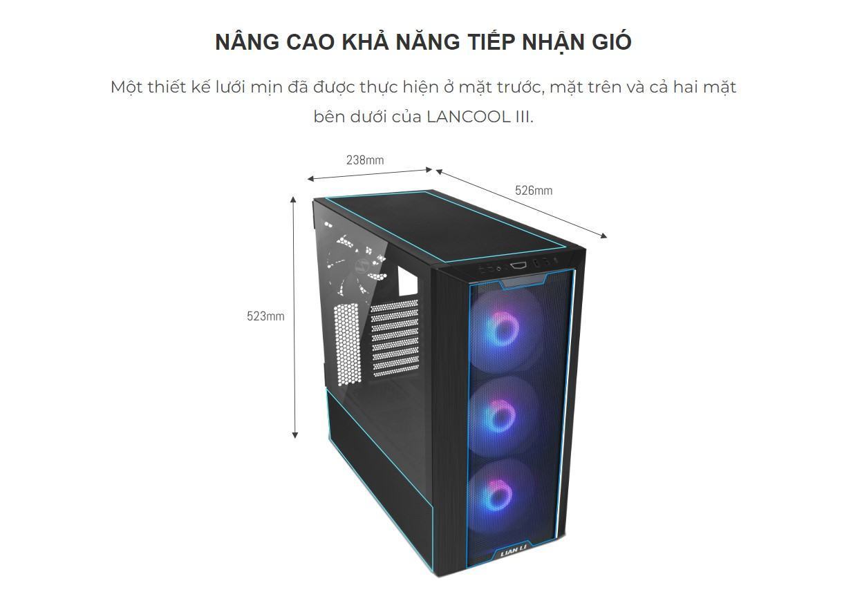 Vỏ Case LIAN-LI LANCOOL III RGB MESH WHITE ( Full Tower/Màu Trắng/Kèm sẵn 3 Fan ARGB 140mm + 1 Fan PWM 140mm/ Type C)