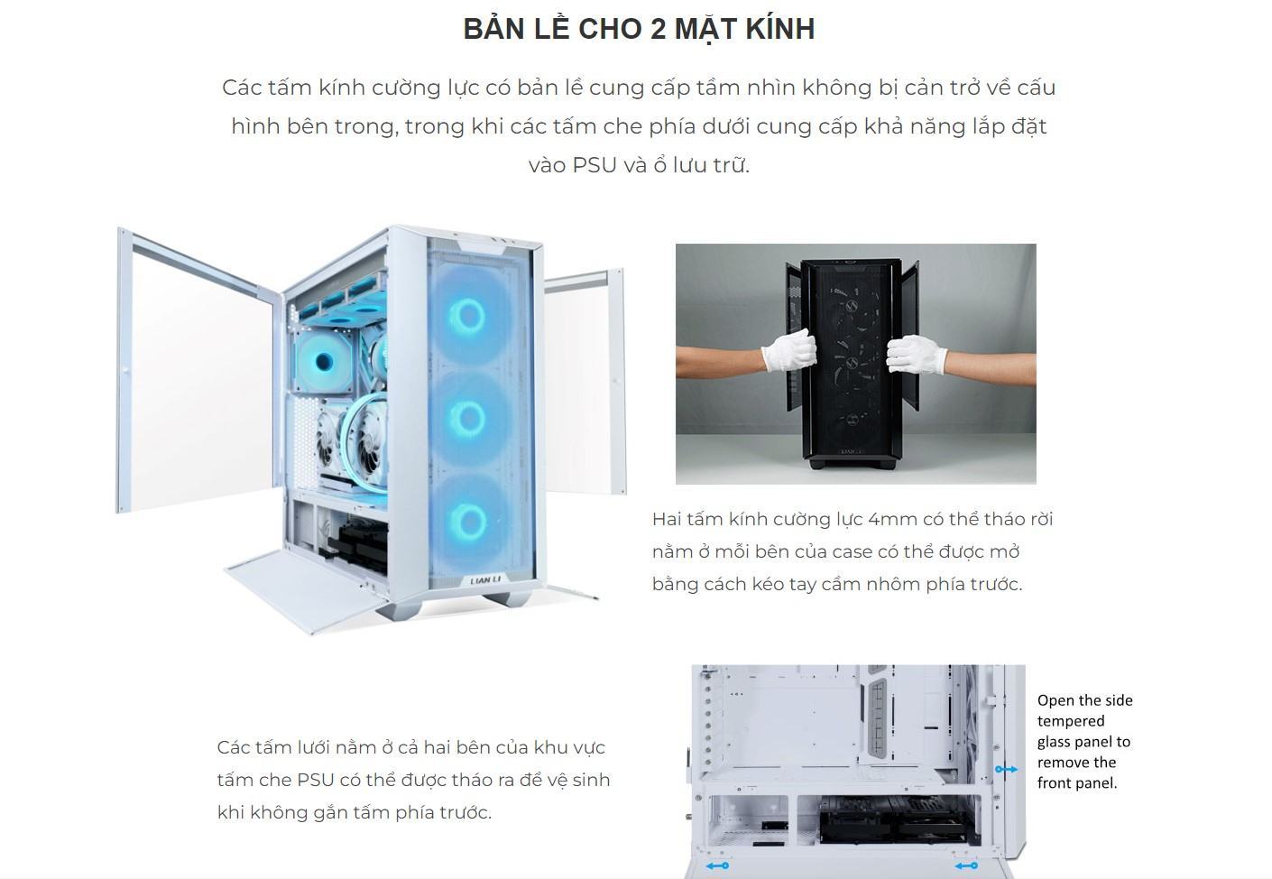Vỏ Case LIAN-LI LANCOOL III RGB MESH WHITE ( Full Tower/Màu Trắng/Kèm sẵn 3 Fan ARGB 140mm + 1 Fan PWM 140mm/ Type C)