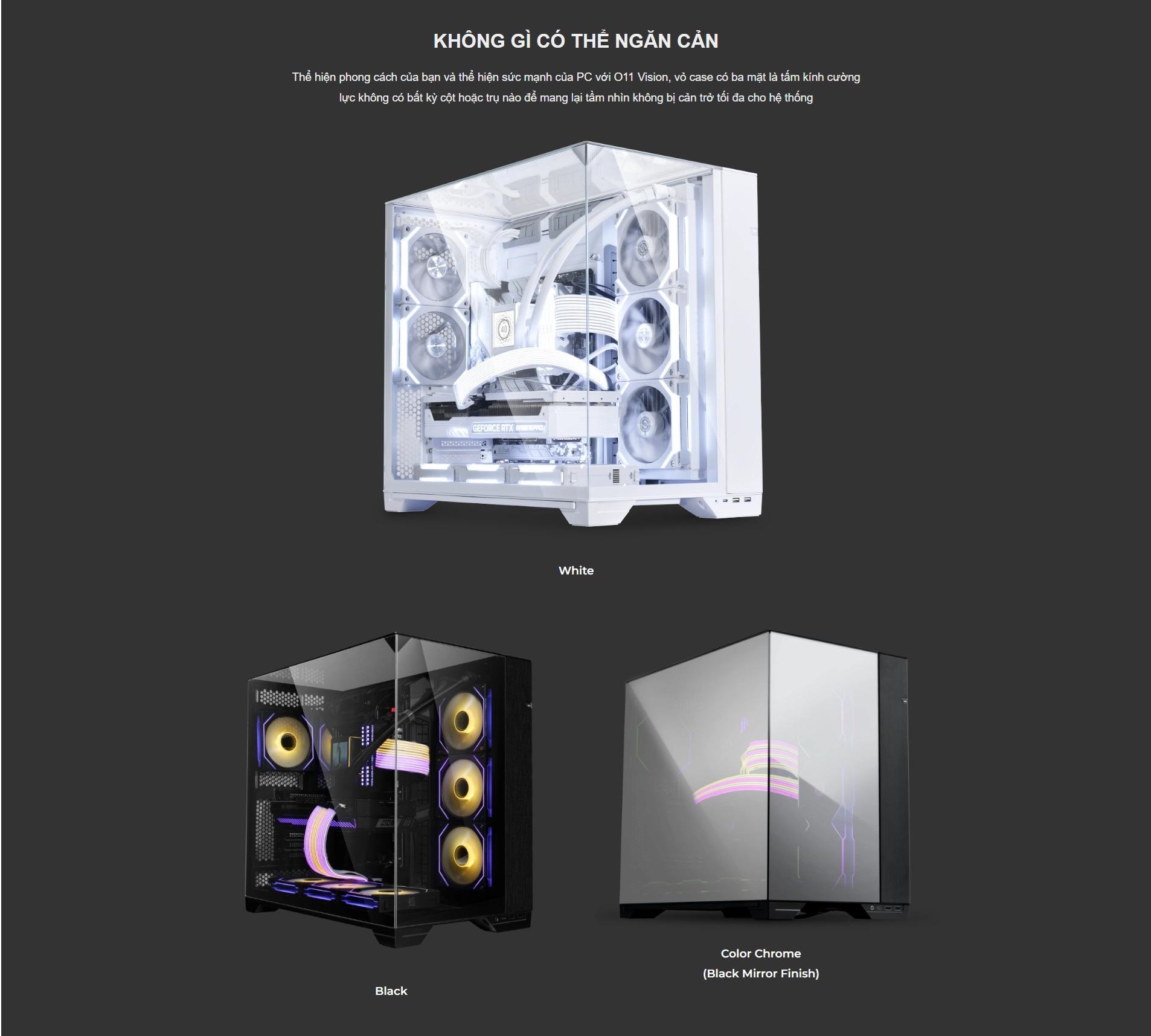 Vỏ case Lian Li O11D VISION Chrome (EATX/Full Tower/Màu Chrome)