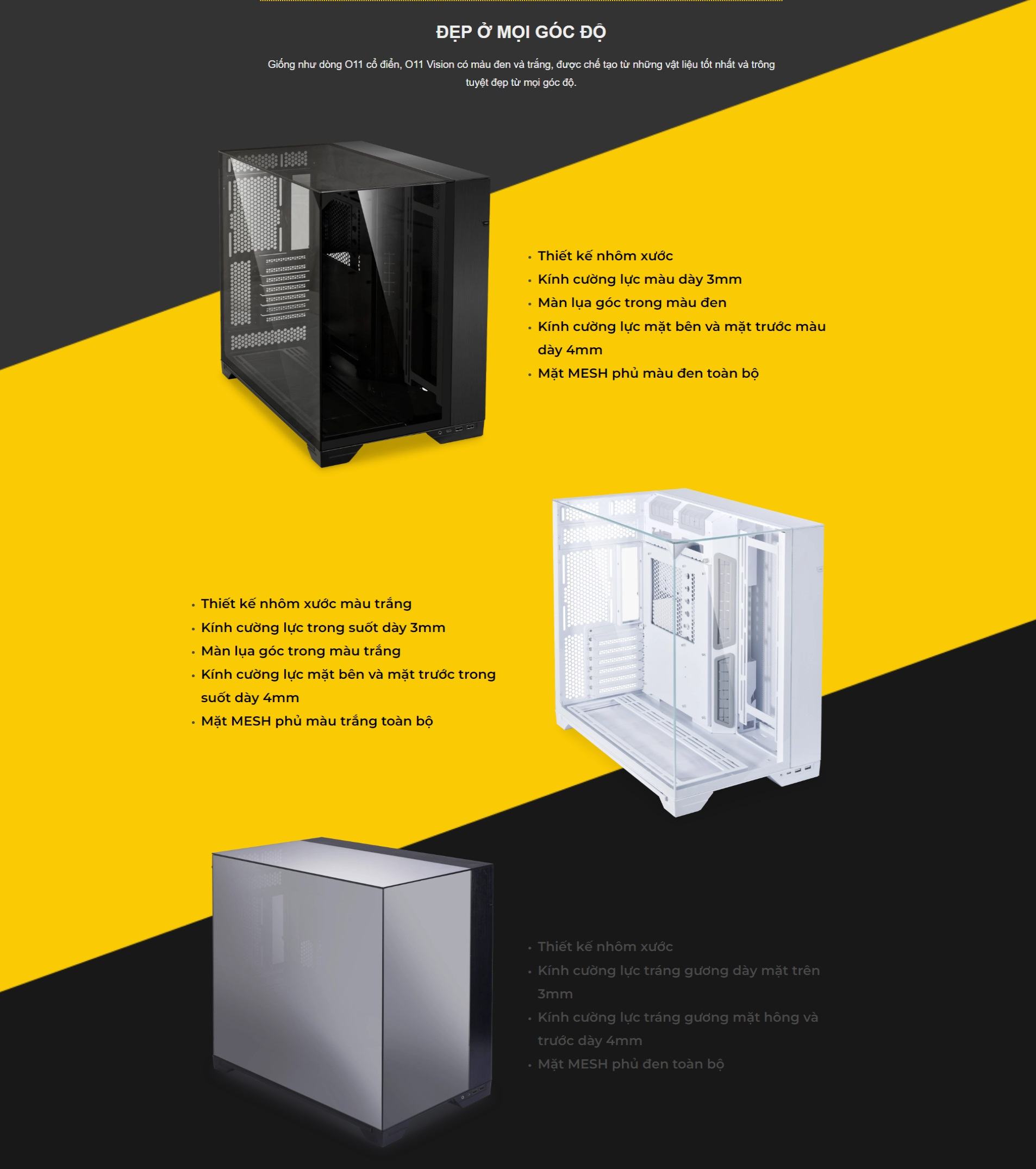 Vỏ case Lian Li O11D VISION Chrome (EATX/Full Tower/Màu Chrome)