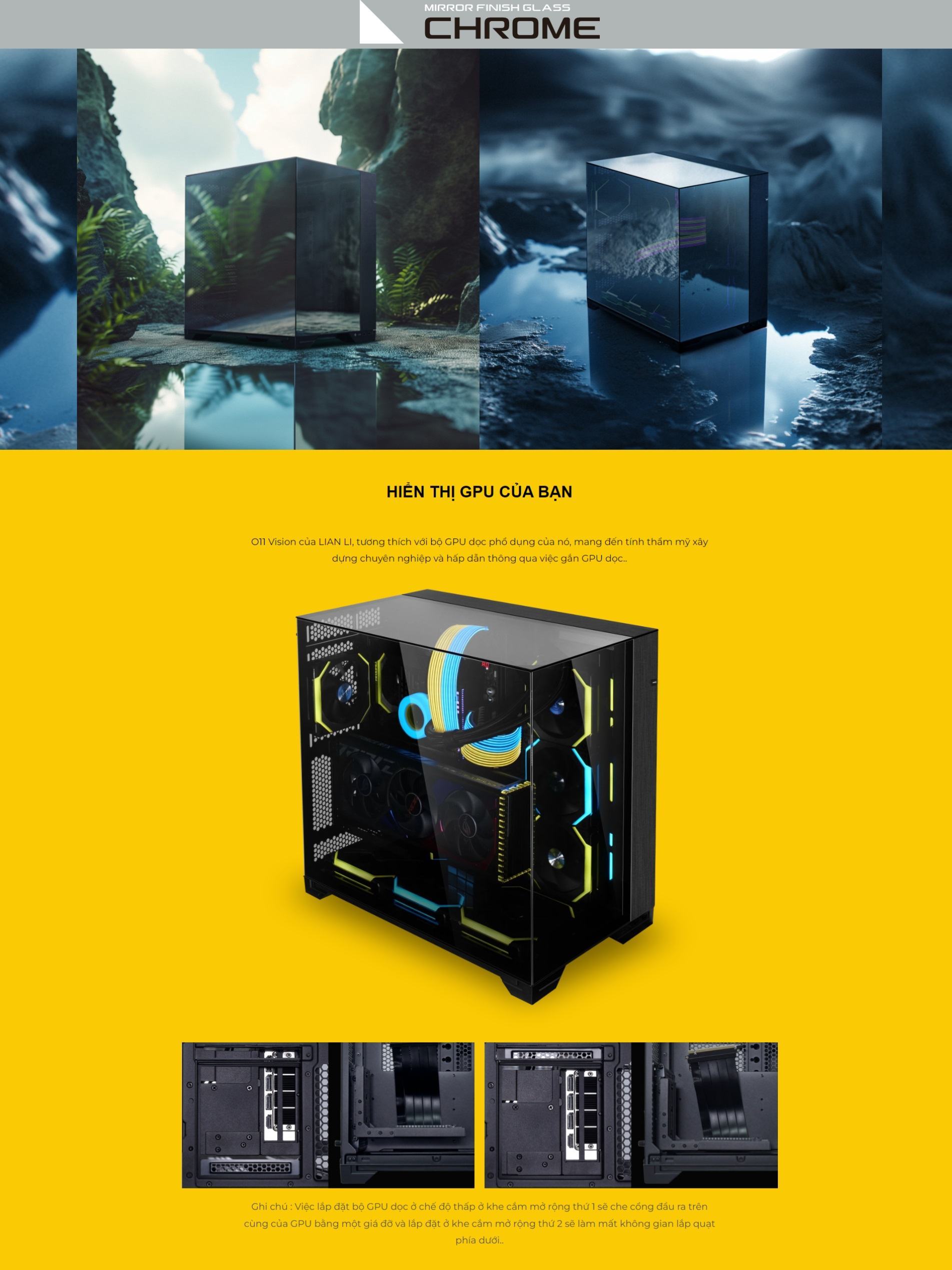 Vỏ case Lian Li O11D VISION Chrome (EATX/Full Tower/Màu Chrome)