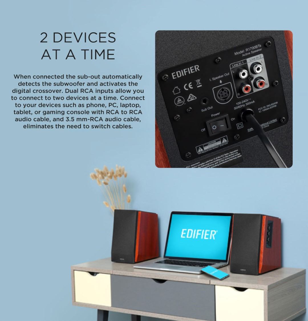 Loa Edifier R1700BTs 2.0 Màu nâu