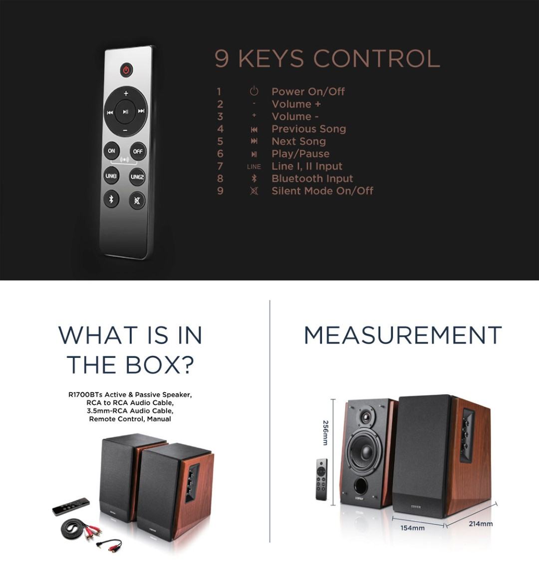 Loa Edifier R1700BTs 2.0 Màu nâu