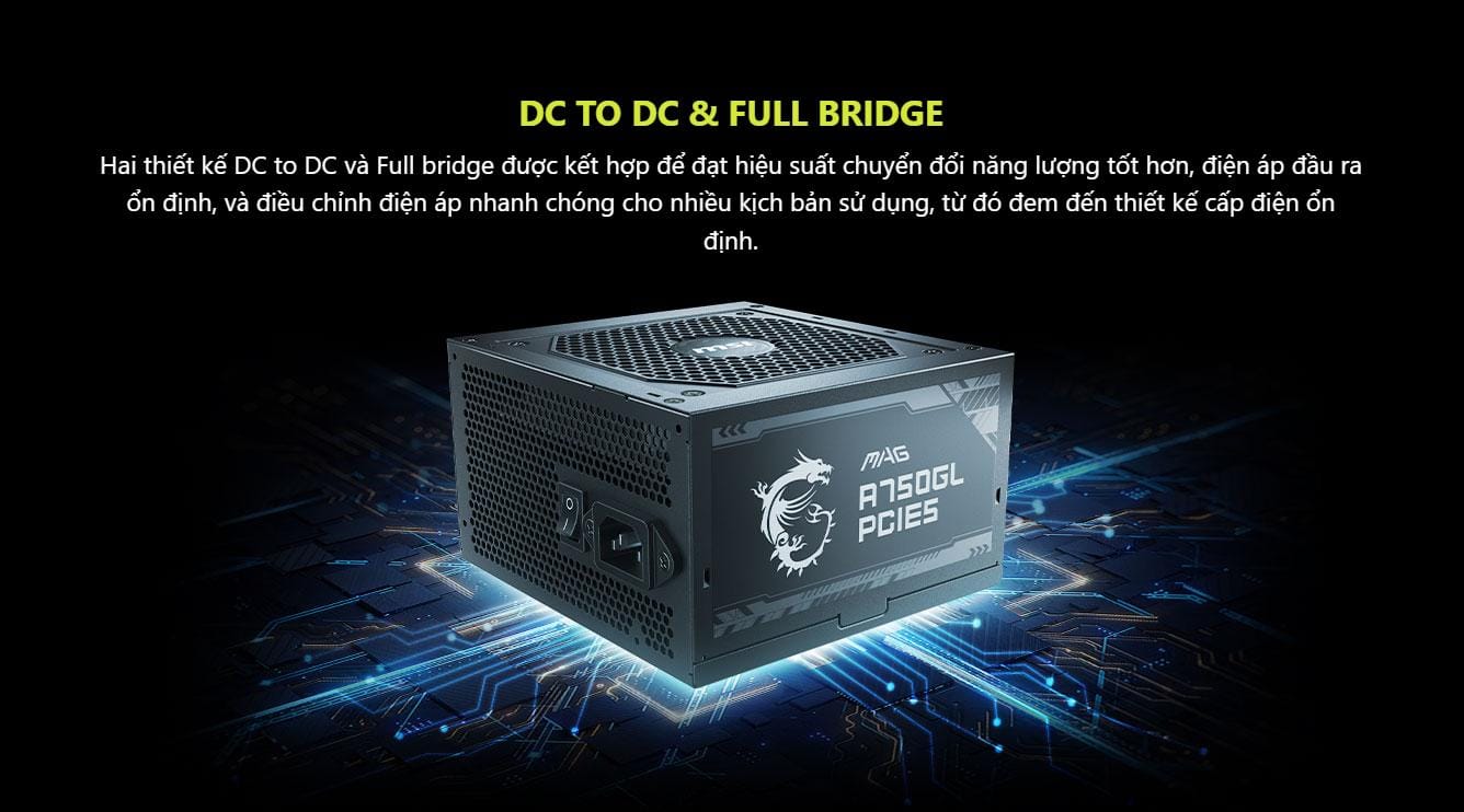 Nguồn máy tính MSI MAG A750GL PCIE 5.0 (750W, 80 Plus Gold, ATX 3.0) 