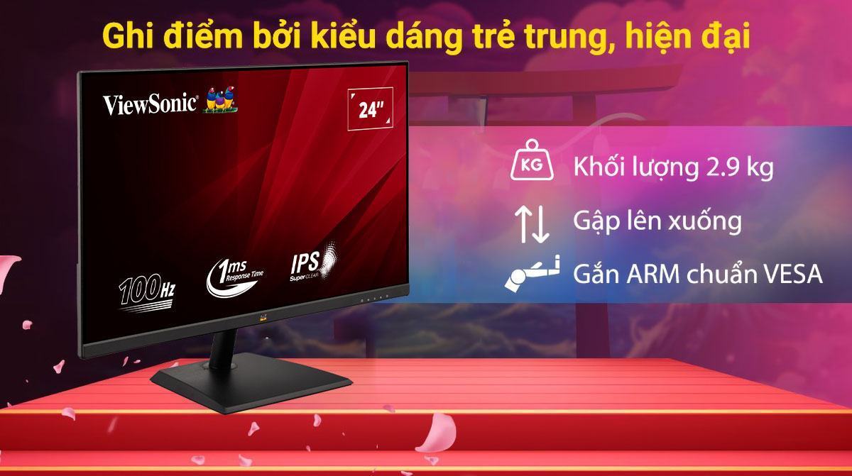 ViewSonic VA2436-H có kiểu dáng tối giản, hiện đại