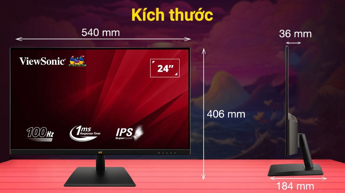 trọng lượng ViewSonic VA2436-H nhẹ, dễ dàng cho việc di chuyển