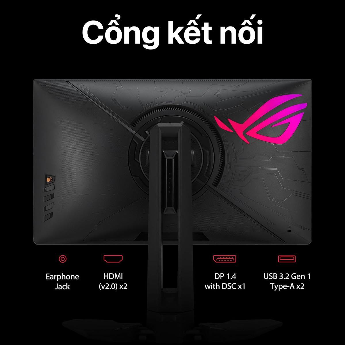 Cổng kết nối của ASUS ROG Swift Pro PG248QP LMC