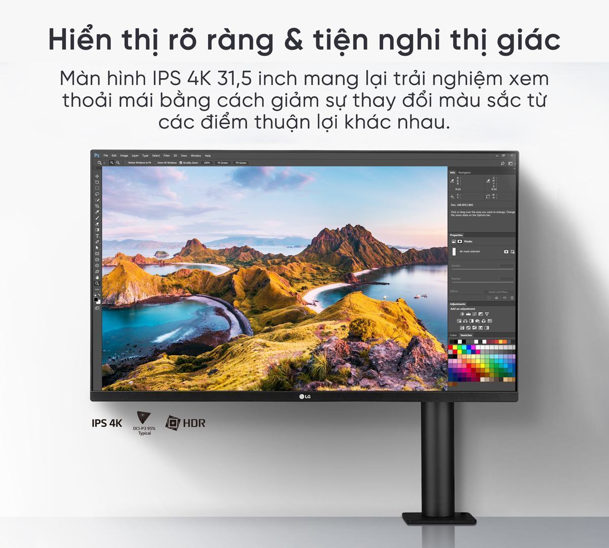 man hinh lg ultrafine 32un880k hien thi