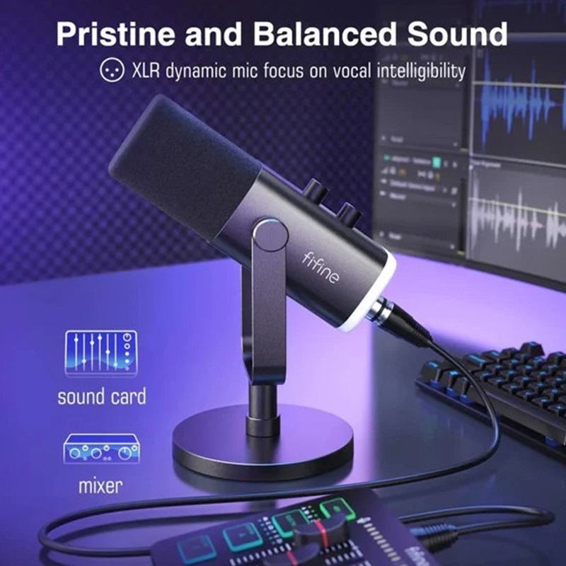 microphone fifine am8 rgb usb xlr 8