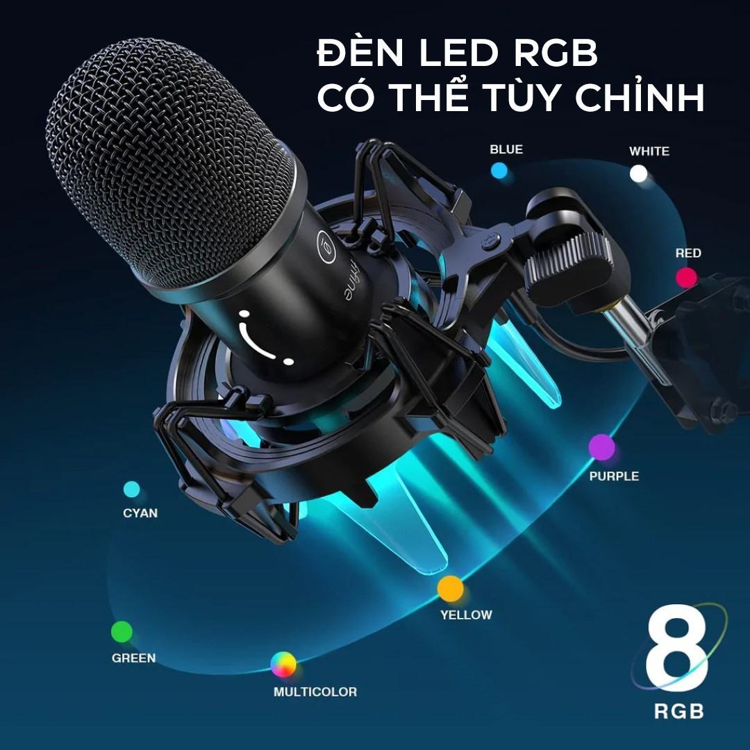 Microphone FIFINE K651 - Kèm Boom Arm và RGB Shock Mount