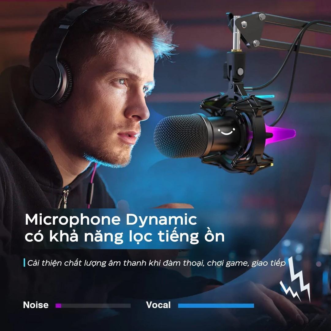 Microphone FIFINE K651 - Kèm Boom Arm và RGB Shock Mount