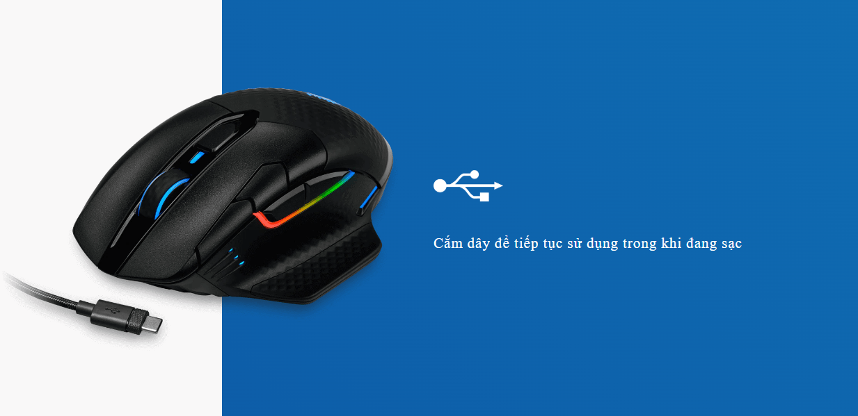 Chuột chơi game Corsair Dark Core Wireless RGB SE 5