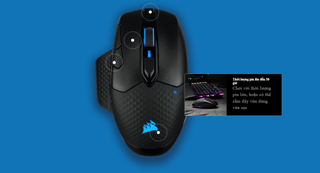 Chuột chơi game Corsair Dark Core Wireless RGB SE 11