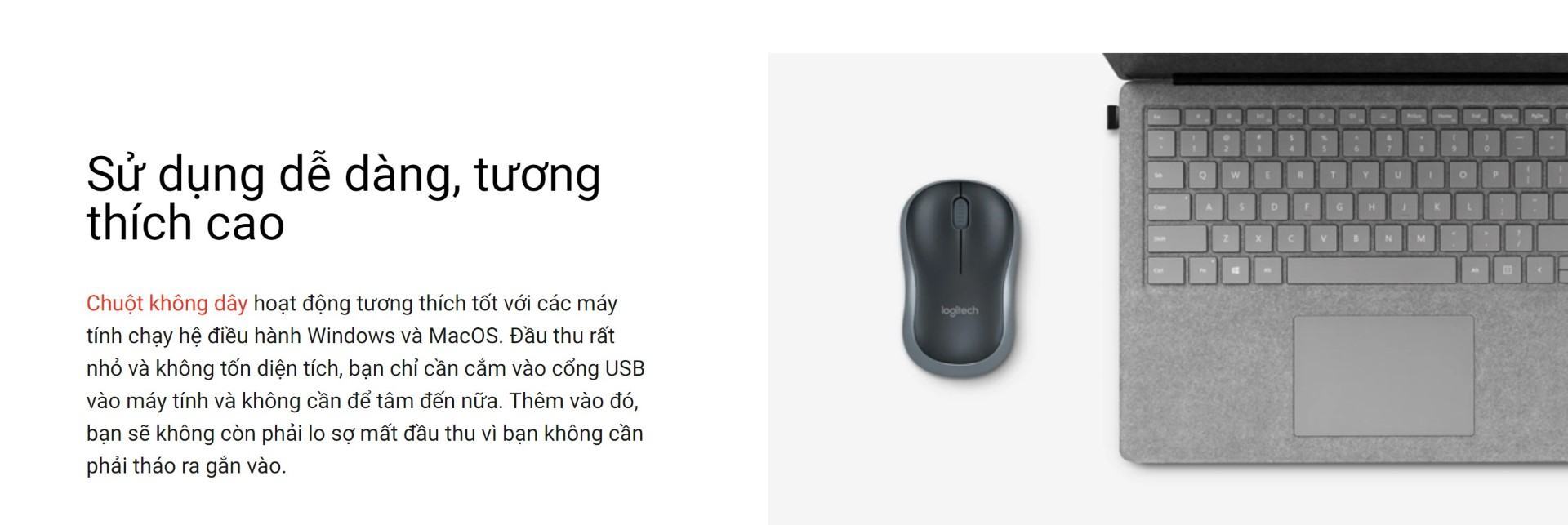 Chuột không dây Logitech B175 Optical Wireless (USB/đen)