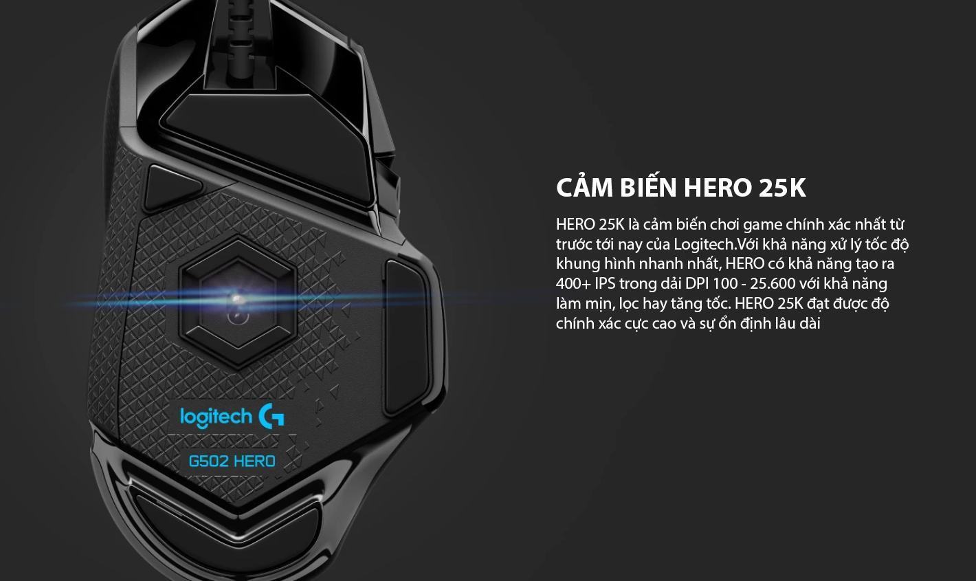 Chuột game Logitech G502 Hero (USB/RGB/đen) 2