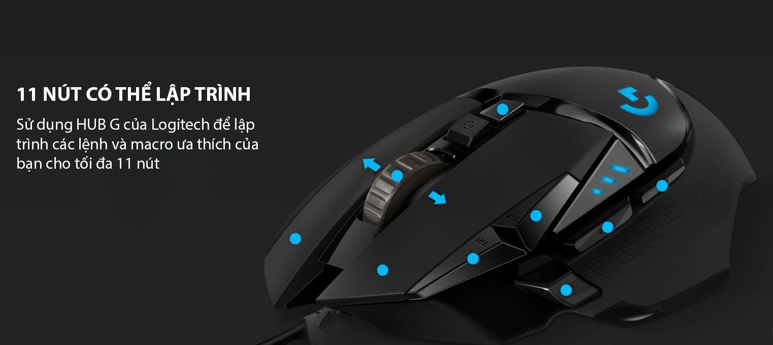 Chuột game Logitech G502 Hero (USB/RGB/đen) 3