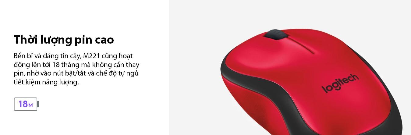 Chuột không dây Logitech M221 đen (USB) 5