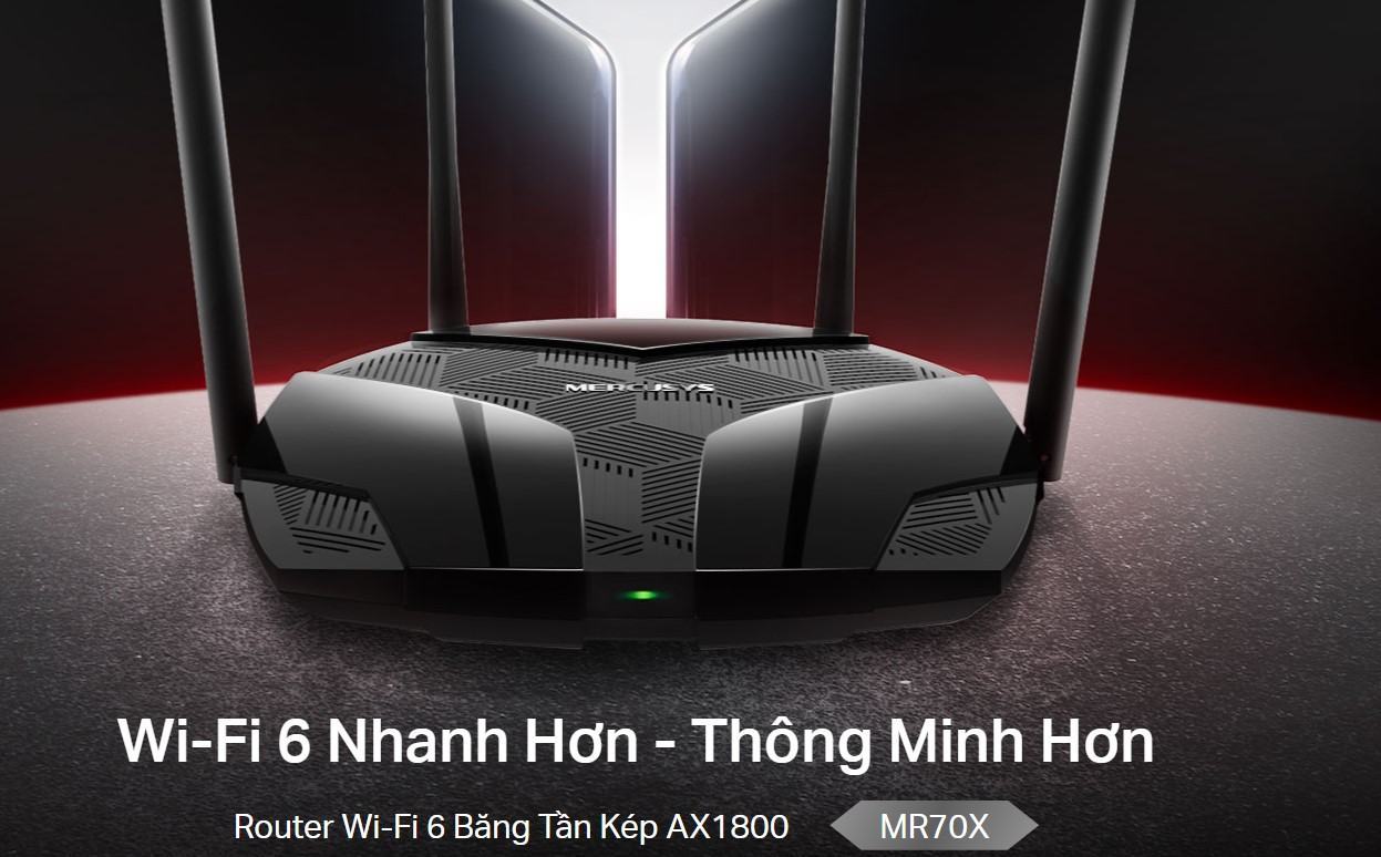 Bộ Phát Wifi Mercusys MR70X Chuẩn Tốc Độ AX1800Mbps