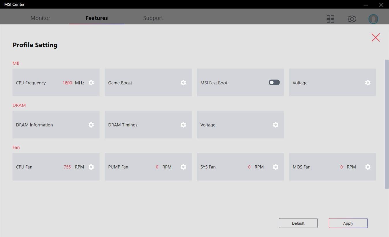 msi-center-oc-setting Profile Setting