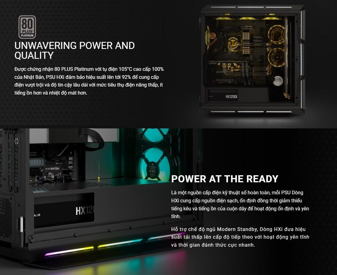 Nguồn Corsair HX1200i 2023 (80 Plus Platinum/Màu Đen/Full Modular)