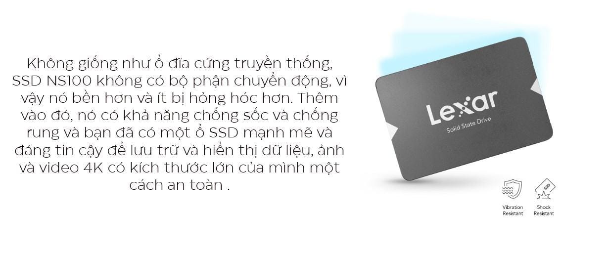Ổ cứng SSD Lexar NS100 128GB Sata3 2.5 inch (Đoc 520MB/s - Ghi 450MB/s)