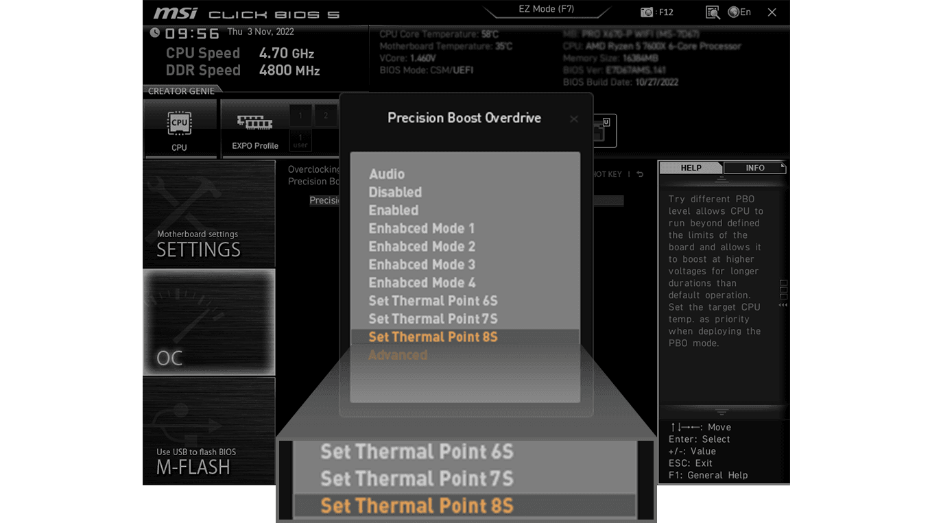 pbo-thermal-point-pro msi ai cooling feature