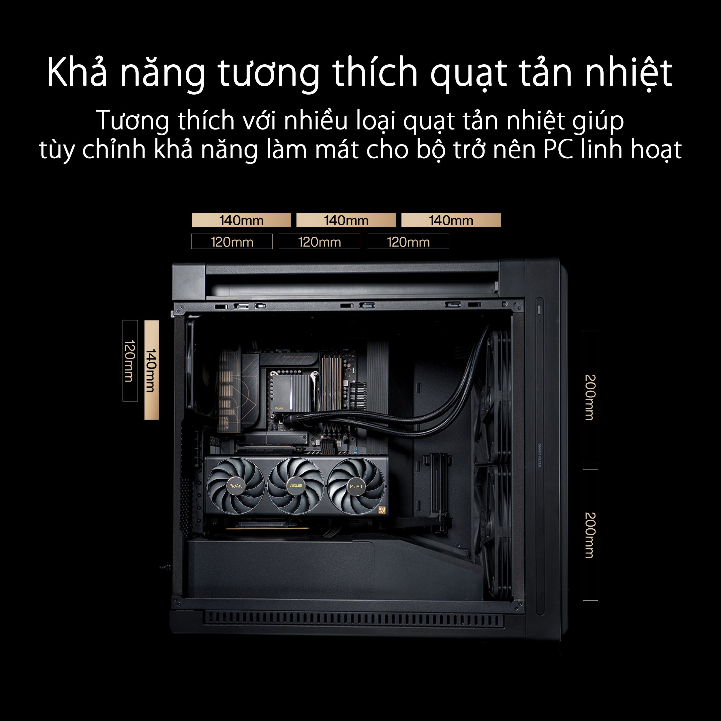 Vỏ Case Asus PA602 ProArt (eATX/Full Tower/ Màu Đen)