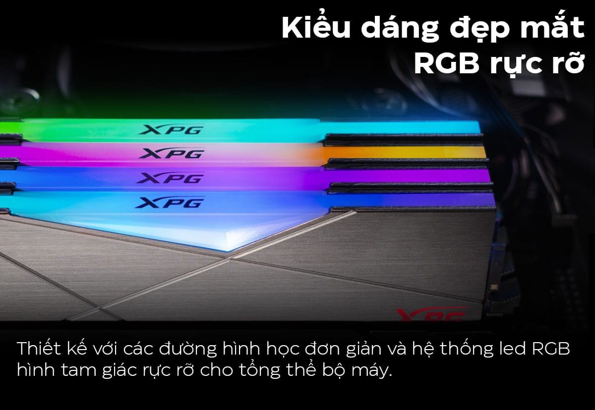 Ram Desktop Adata XPG Spectrix D50 RGB White (AX4U32008G16A-SW50) 8GB (1x8GB) DDR4 3200Mhz