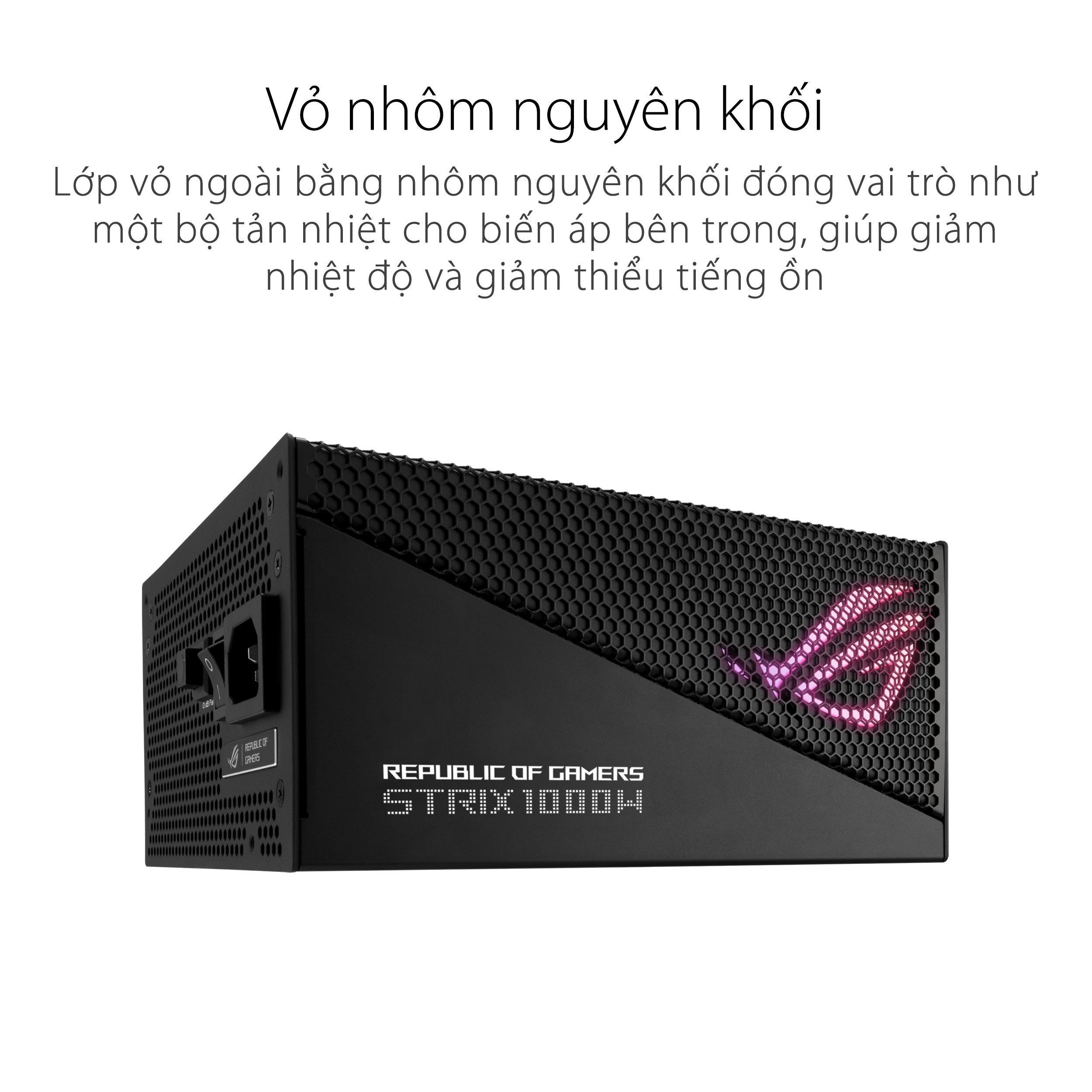 Nguồn Asus ROG STRIX 1000W Gold Aura Edition (ATX 3.0/PCIe Gen 5.0 /Full Modular/Màu Đen)
