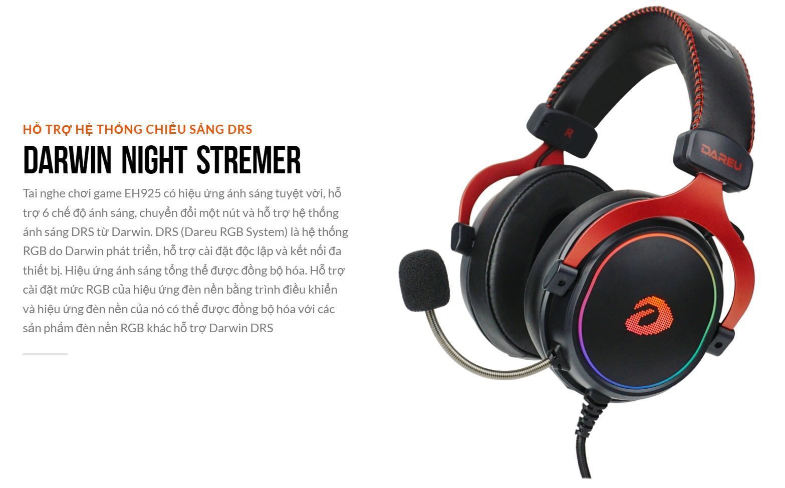 Tai Nghe Dareu EH925 RGB Black