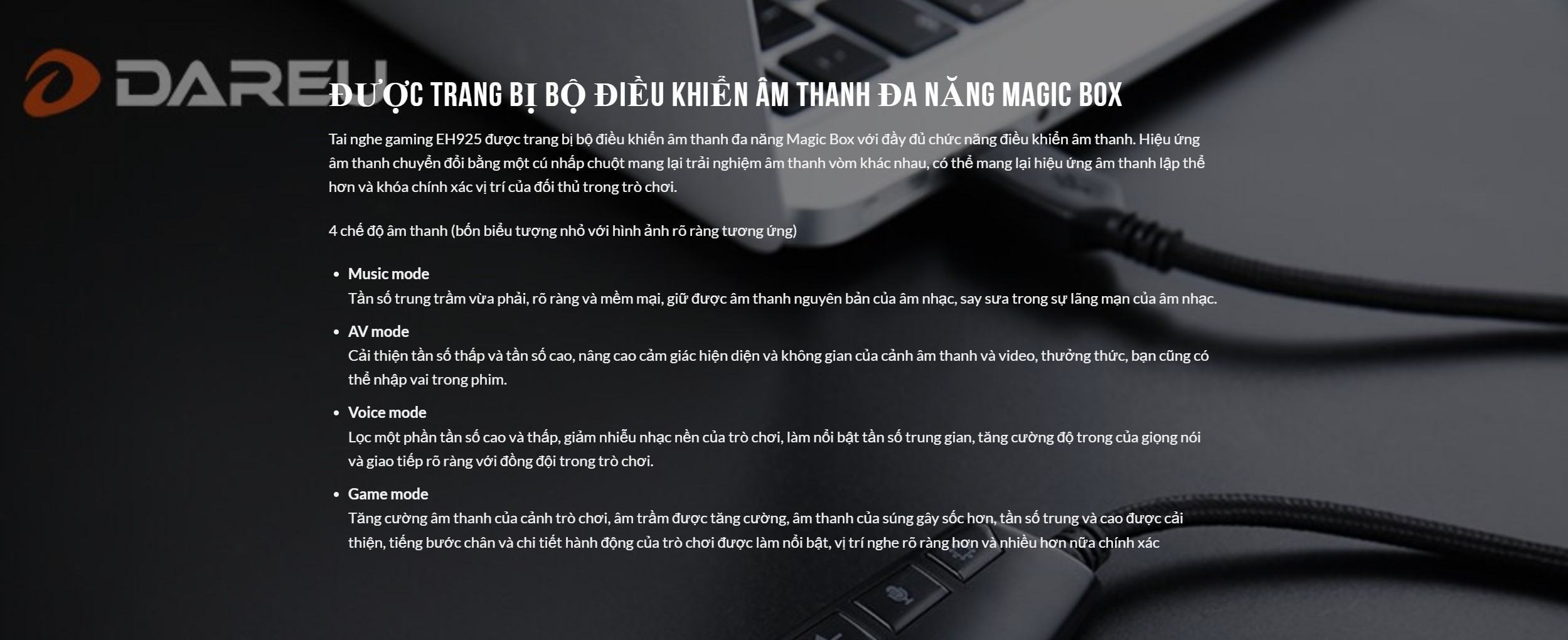 Tai Nghe Dareu EH925 RGB Black