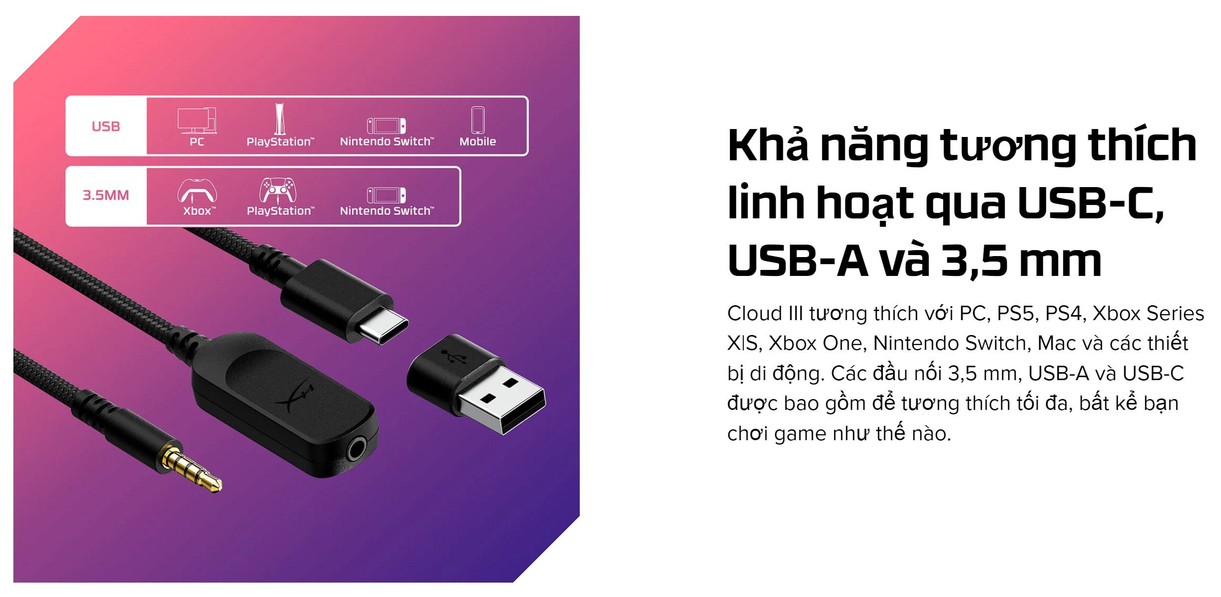 Tai Nghe Gaming có dây HP HyperX Cloud III 727A9AA