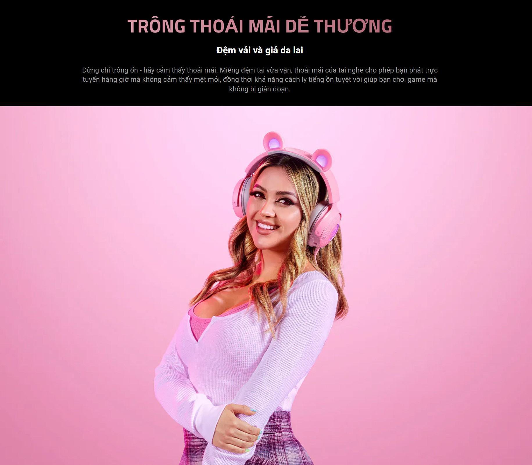 Tai nghe gaming có dây Razer Kraken Kitty V2 Pink _ RZ04-04730200-R3M1