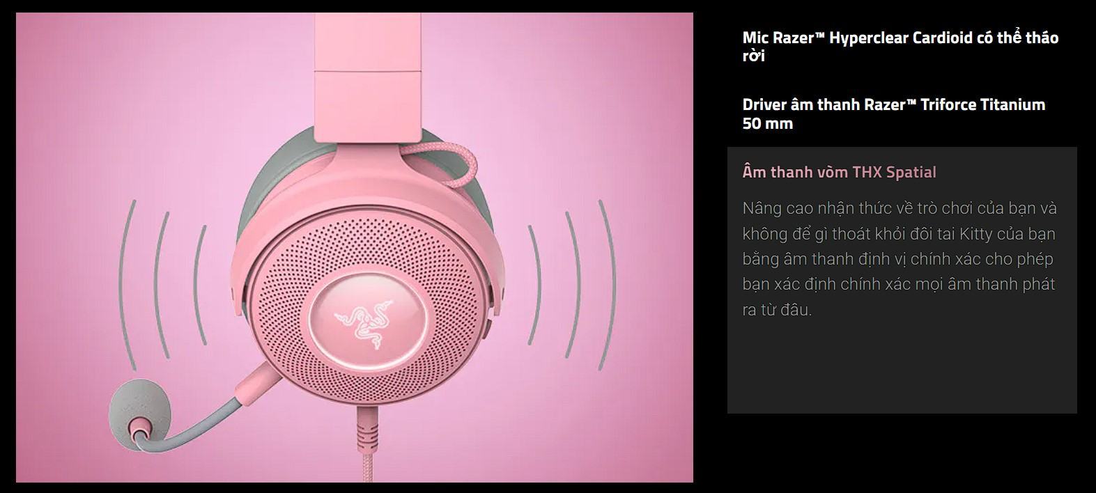 Tai nghe gaming có dây Razer Kraken Kitty V2 Pink _ RZ04-04730200-R3M1