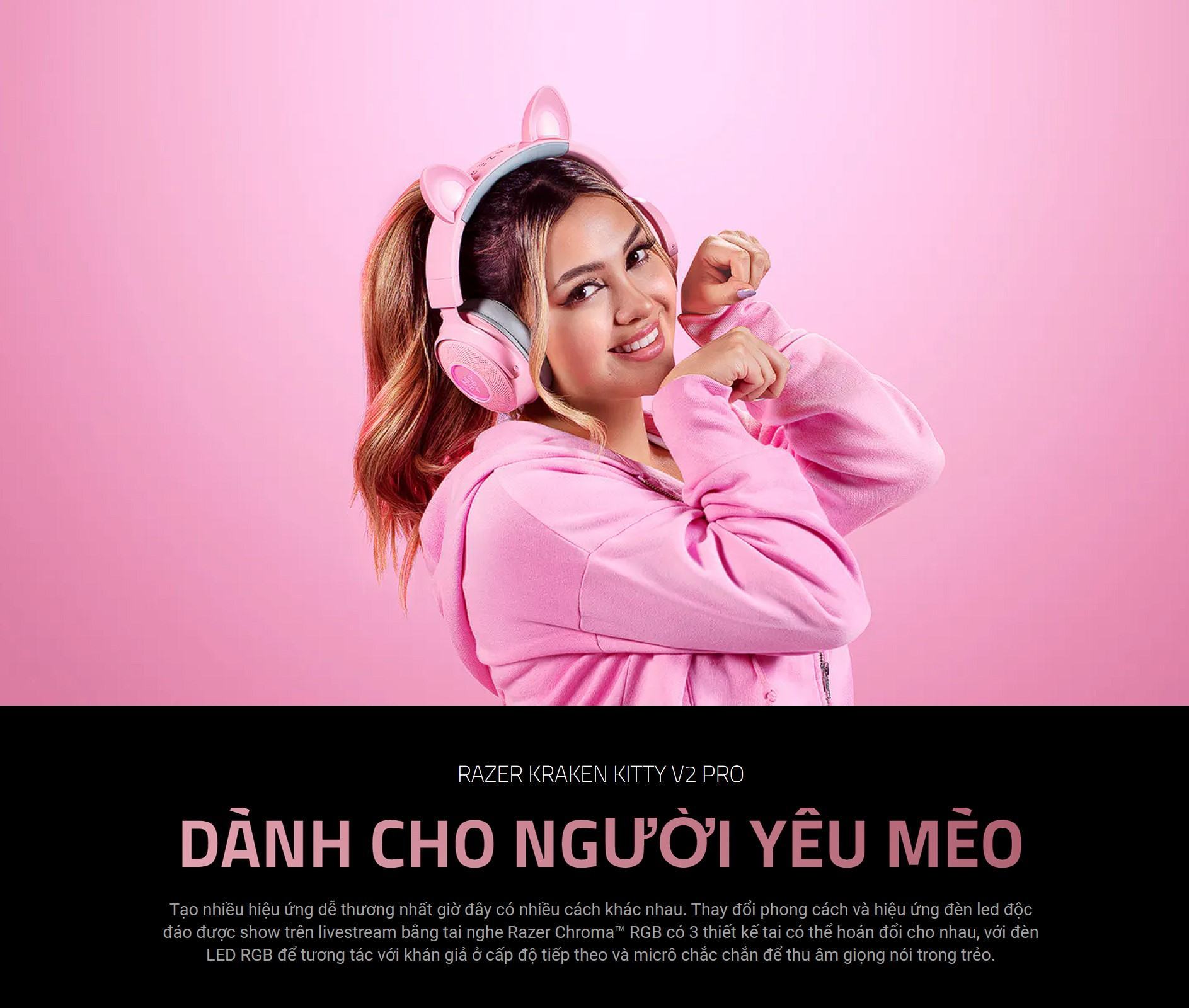 Tai nghe gaming có dây Razer Kraken Kitty V2 Pink _ RZ04-04730200-R3M1