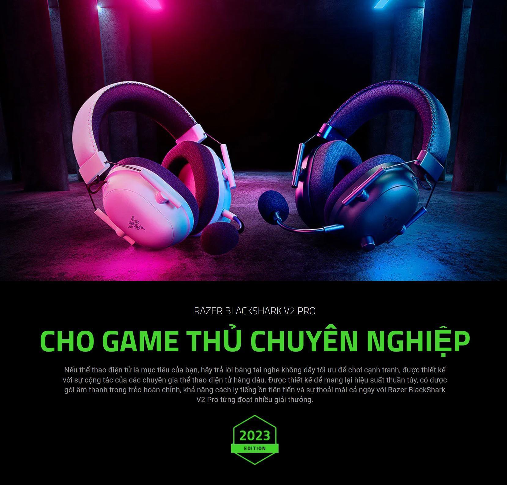 Tai nghe gaming không dây Razer BlackShark V2 Pro 2023 Black _ RZ04-04530100-R3M1