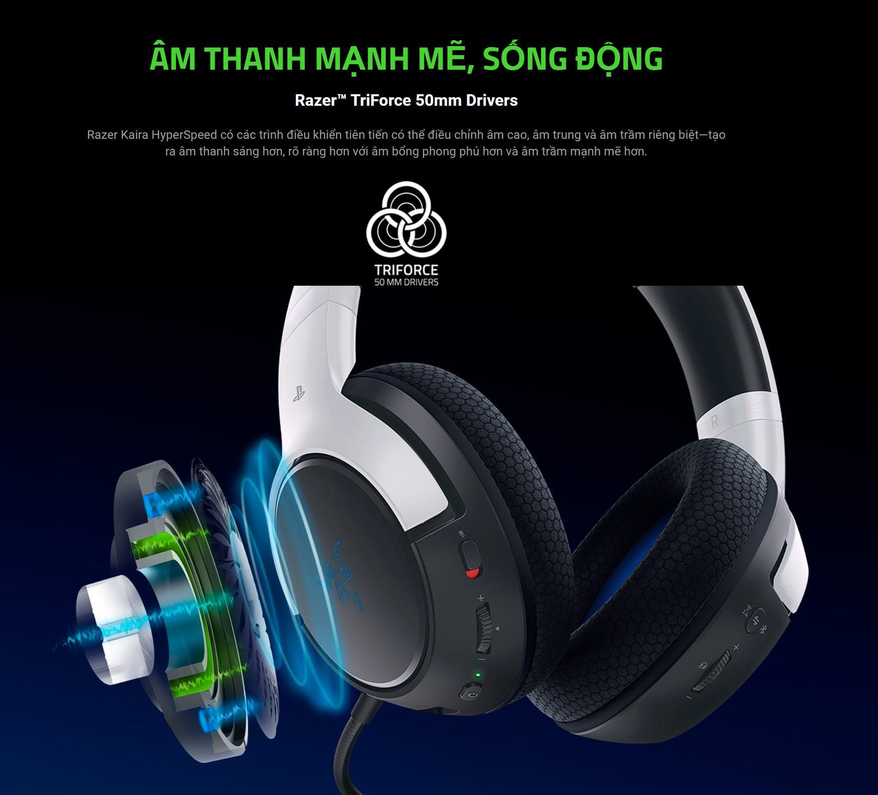 Tai nghe gaming không dây Razer Kaira HyperSpeed - Licensed PlayStation 5 _ RZ04-03980200-R3A1