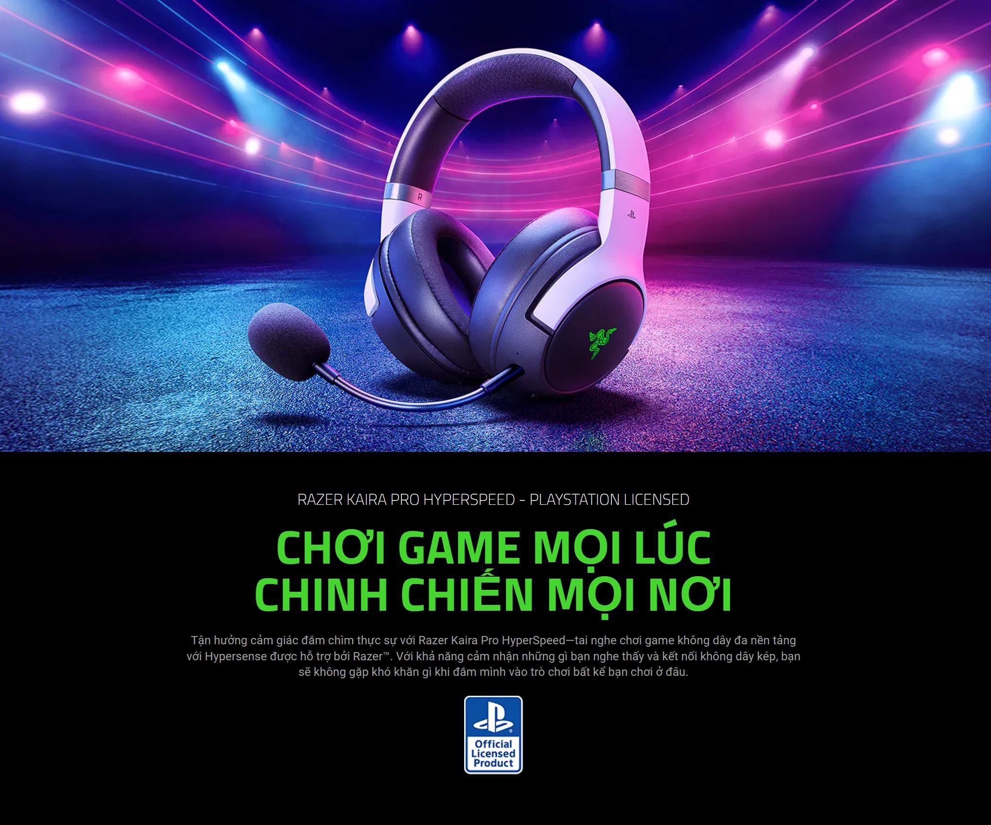 Tai nghe gaming không dây Razer Kaira Pro HyperSpeed - Licensed PlayStation 5 (RZ04-04030200-R3A1)