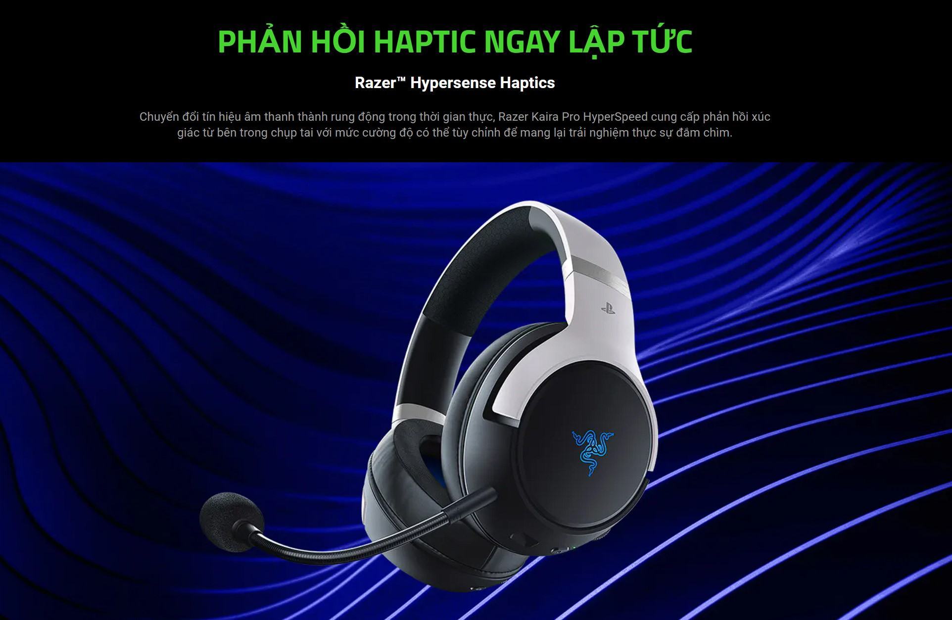 Tai nghe gaming không dây Razer Kaira Pro HyperSpeed - Licensed PlayStation 5 (RZ04-04030200-R3A1)