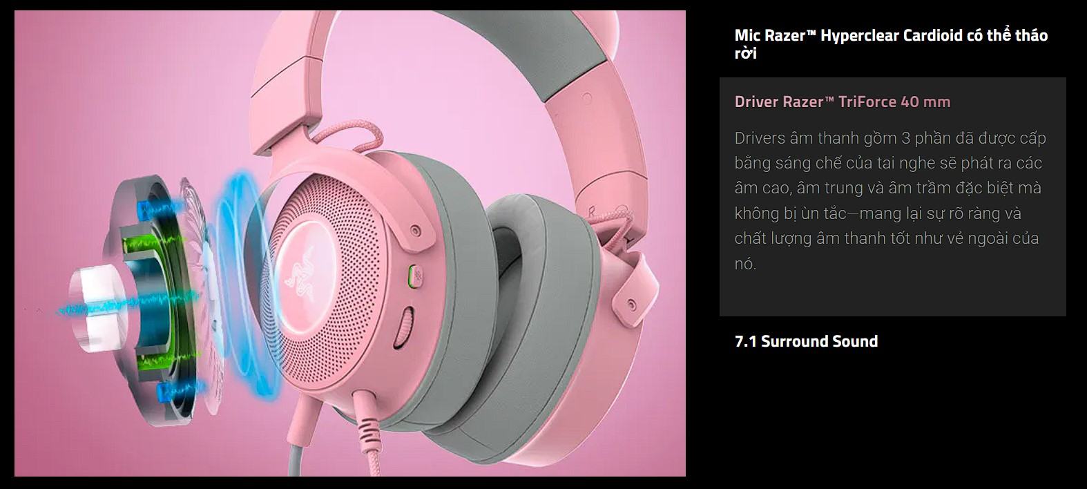 Tai nghe gaming có dây Razer Kraken Kitty V2 Pink _ RZ04-04730200-R3M1