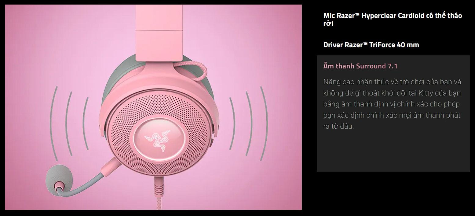 Tai nghe gaming có dây Razer Kraken Kitty V2 Pink _ RZ04-04730200-R3M1