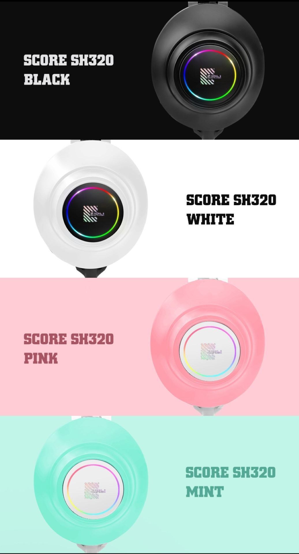 Tai nghe Zidli SCORE SH320V Black (7.1, USB, RGB)